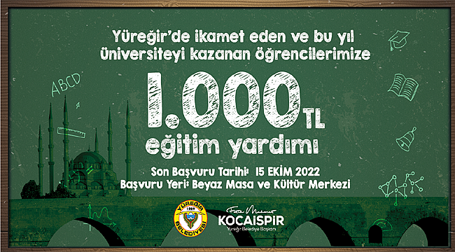 Yüreğir Belediyesi'nden Gençlere 1000 TL Eğitim Desteği