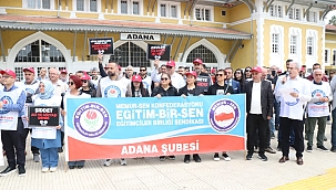EĞİTİM-BİR-SEN ADANA ŞUBESİ EĞİTİMCİYE ŞİDDETE KARŞI İŞ BIRAKTI 